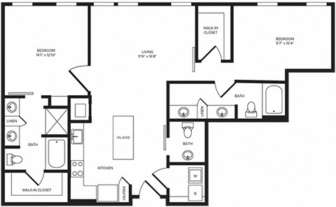 B4(4) floor plan at Windsor Turtle Creek, Texas, 75219